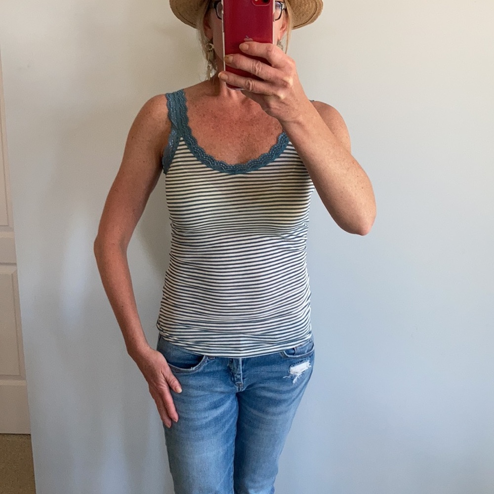 Blue & White Stripe Tank - Picture 2 of 11